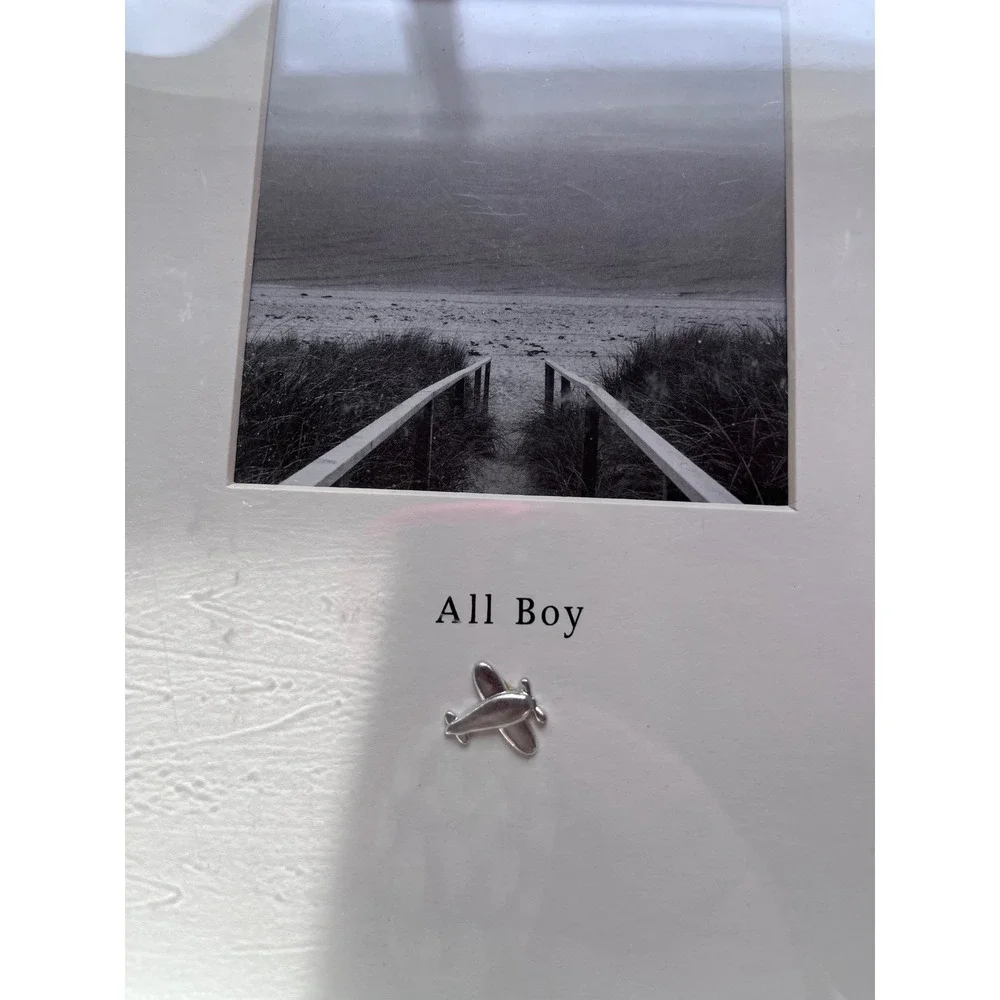 Boutique Collection All Boy Photo Frame 4x4 Light Blue Silver Airplane Charm NEW